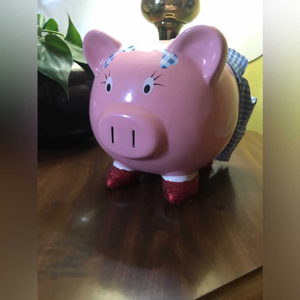 Wizard Of Oz Ceramic Piggy Bank 75th Anniversary As Dorothy Ruby Slippers Jacmel